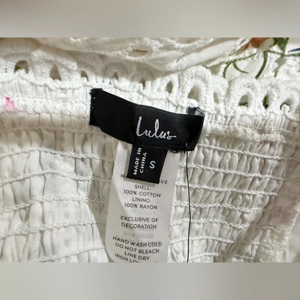 NWT Lulus Sweet At Heart White Floral Embroidered Two-Piece Midi Dress Small - Picture 7 of 16